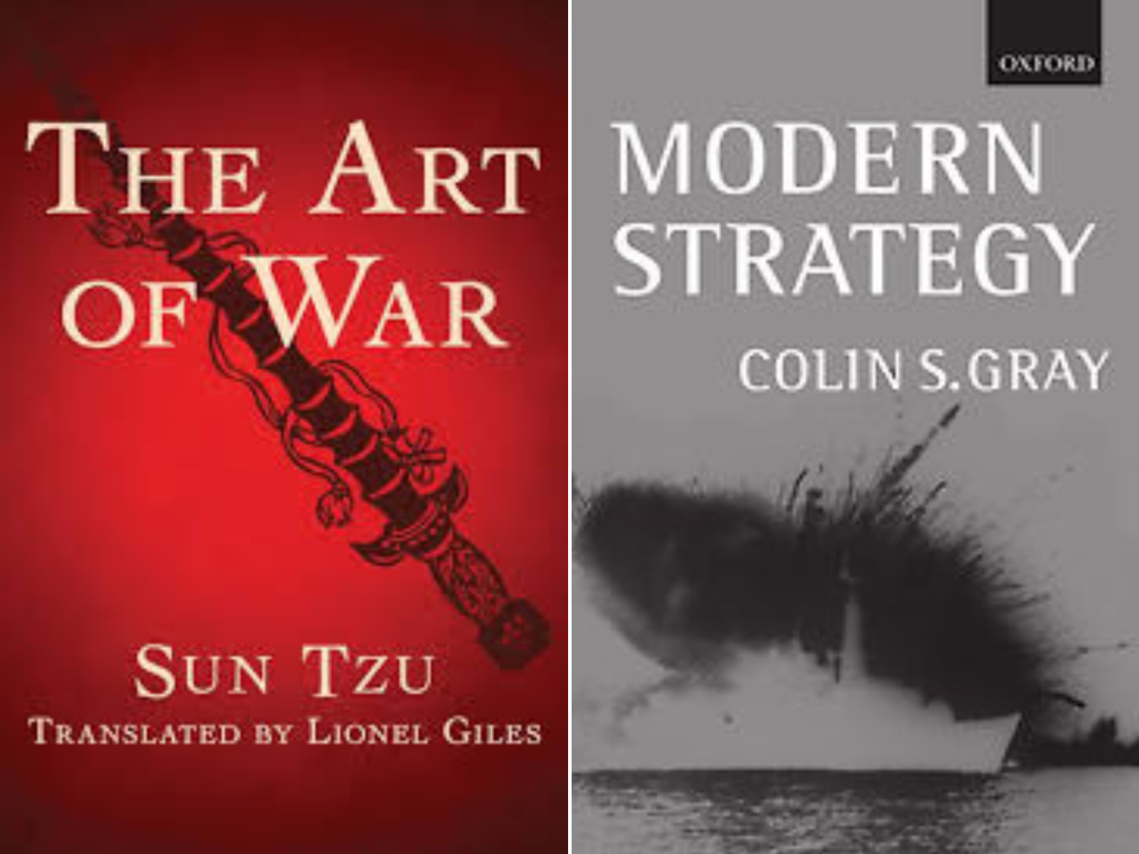The Art of War and Modern Strategy book covers.