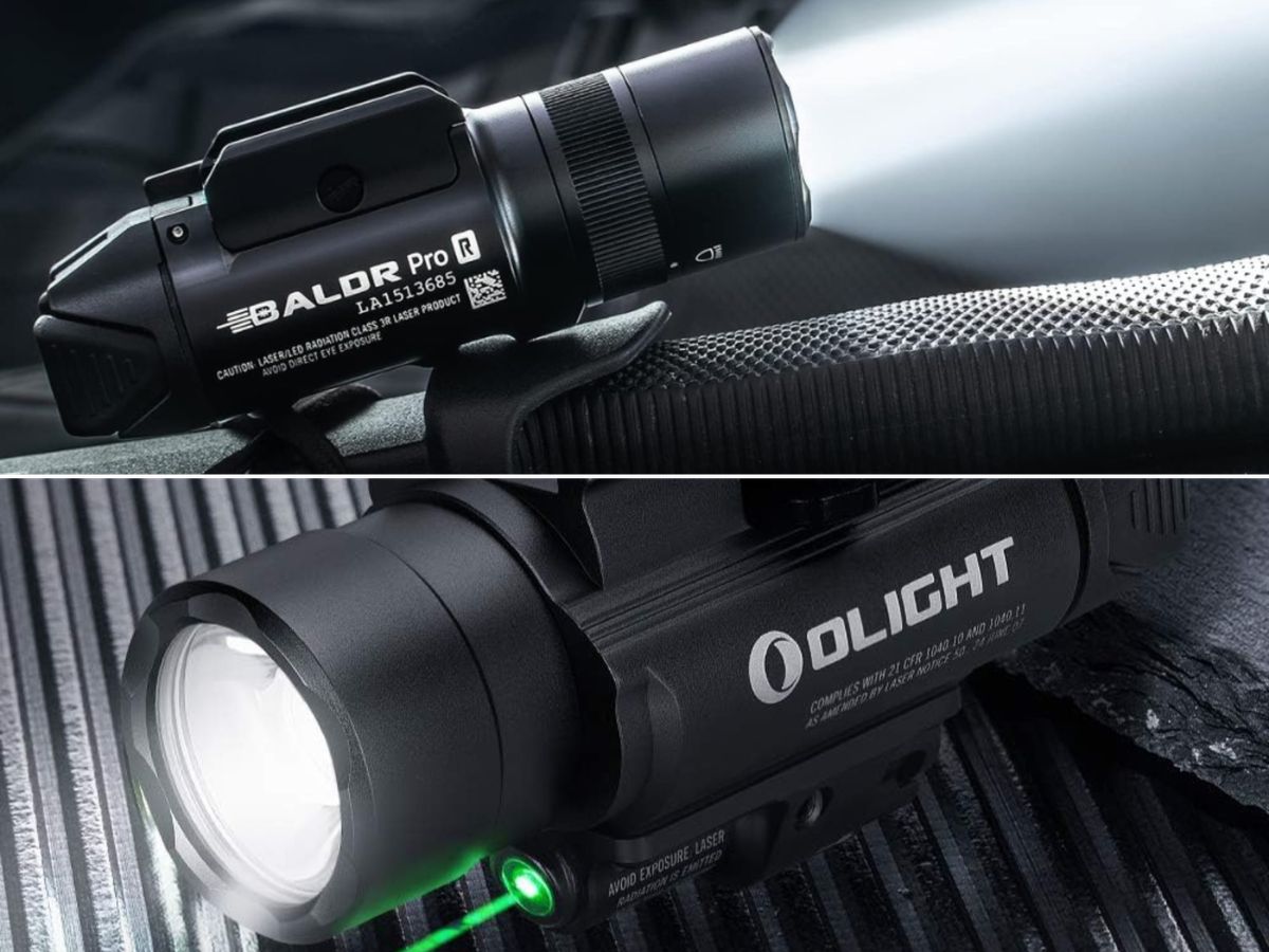 2 Olight Baldr lights shown with the lights on.