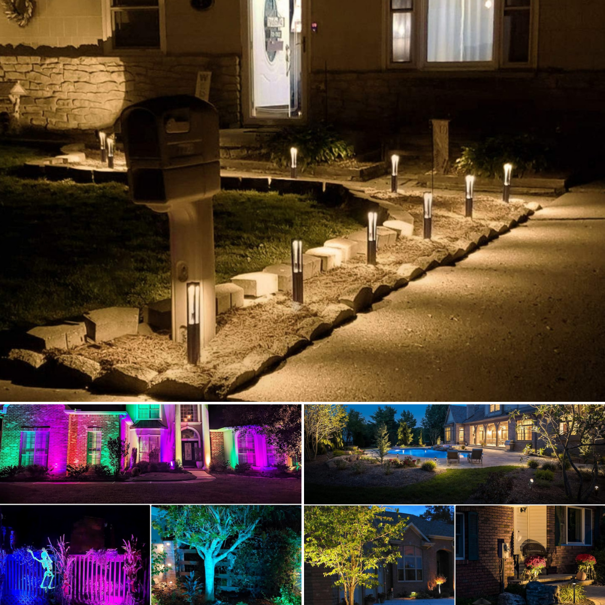 A bright walkway, a house using colors in 3 views, and a house in 3 views for perspective.