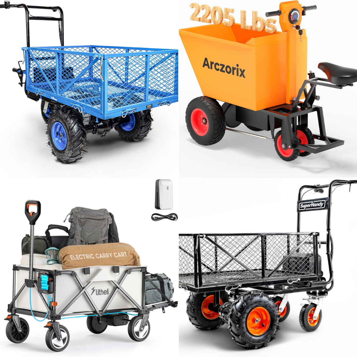 4 styles of electric carts for utility work on and off road!