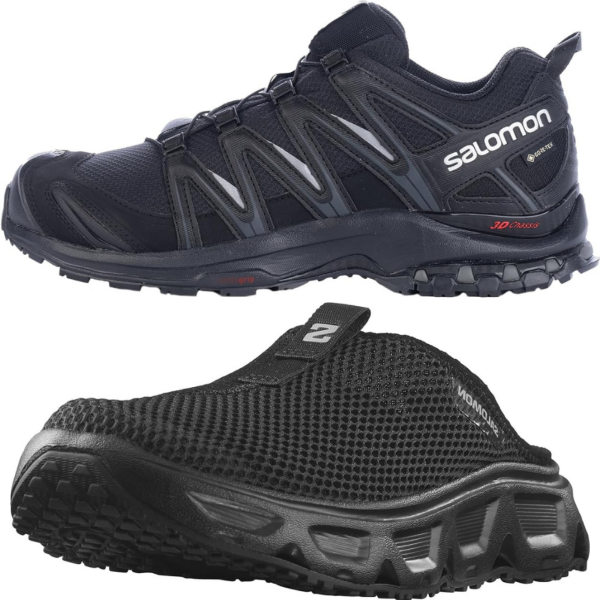 A Salomon loafer, and a hiking shoe