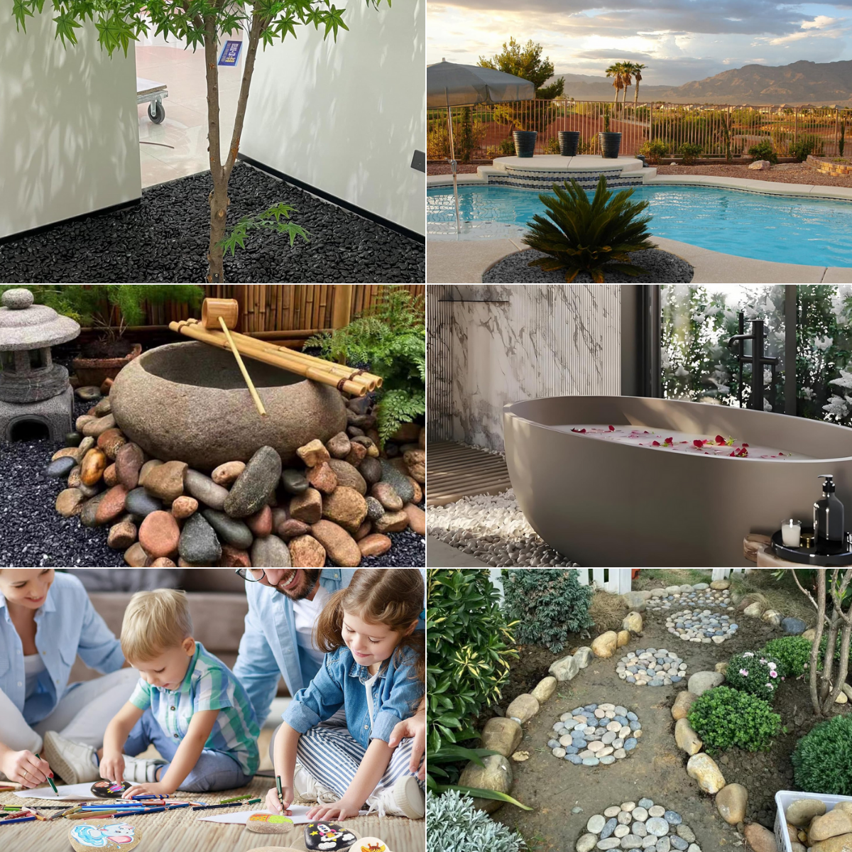 Six different landscaping rocks for yards, sidewalks, planters, and more!