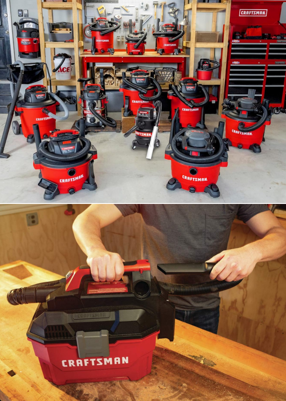 The Craftsman Tools shop vac line from 2 to 16 gallon.