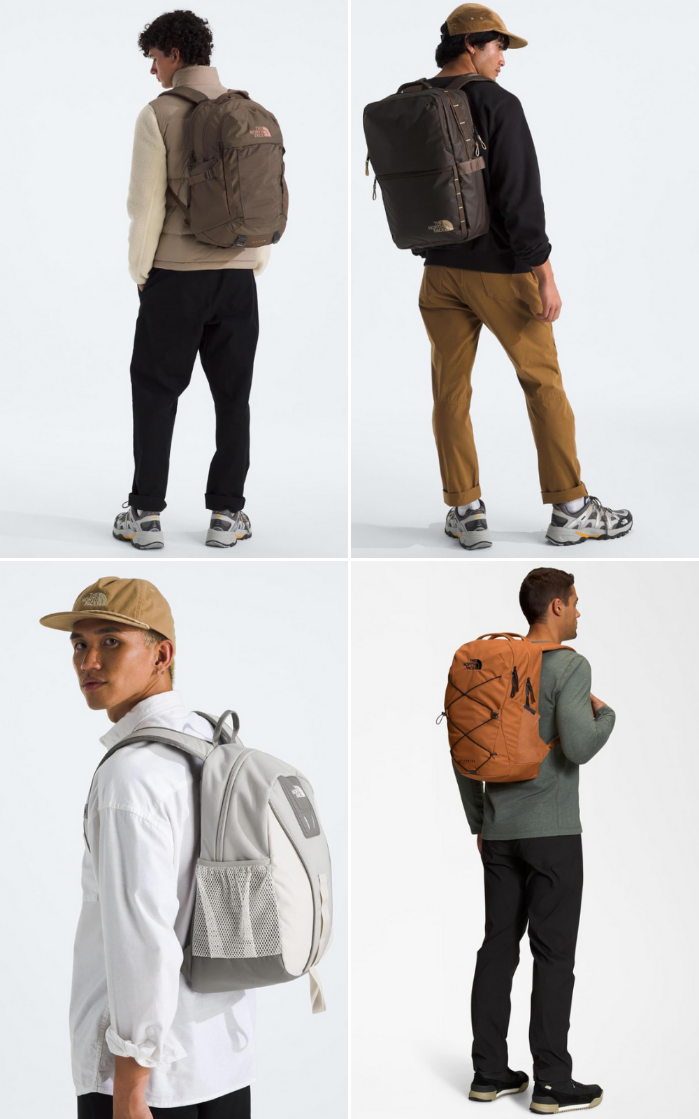 4 men wearing daypacks by The North Face.