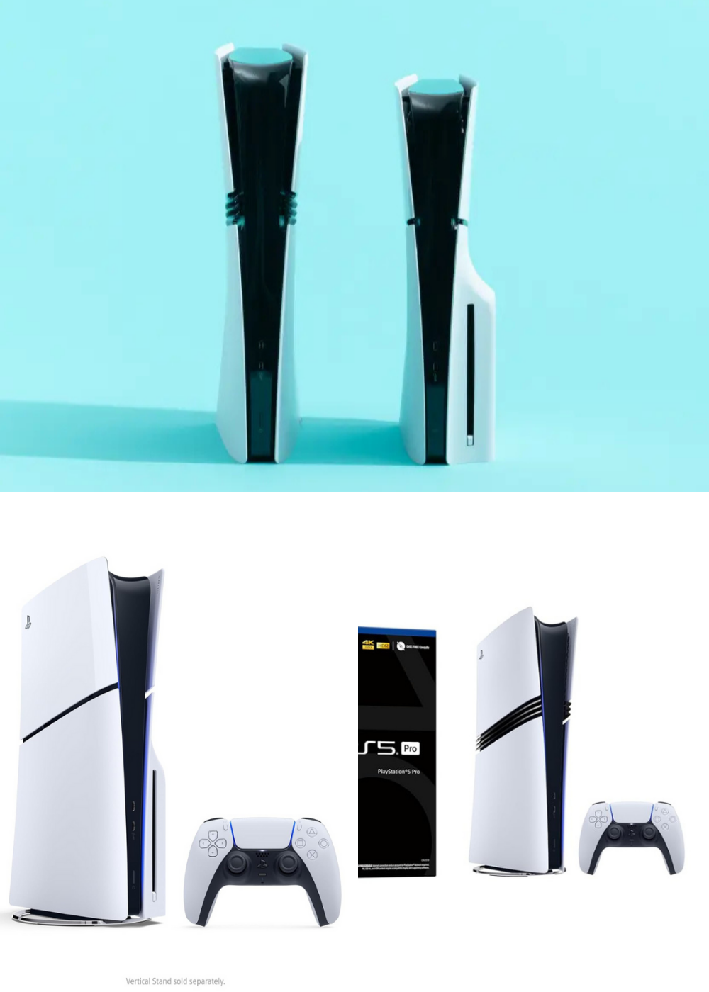 A PS5 comparison of the Slim and the Pro consoles.