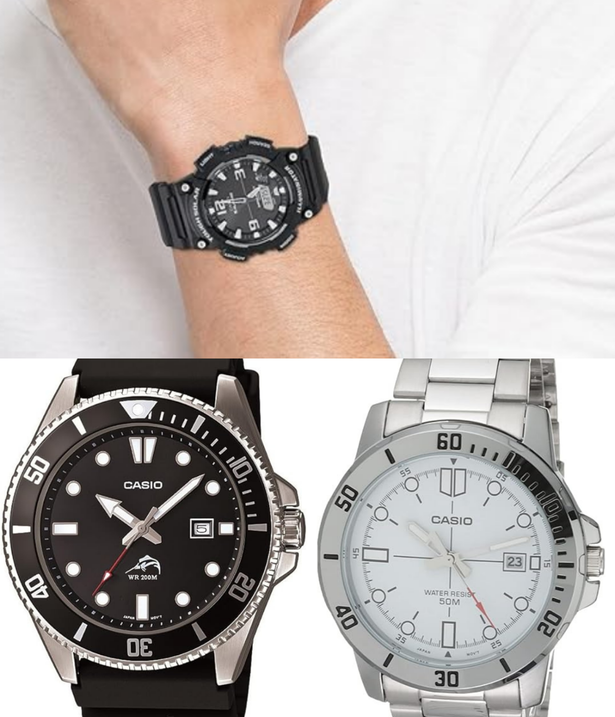 Affordable Casio dive watch with classic face designs and durable construction
