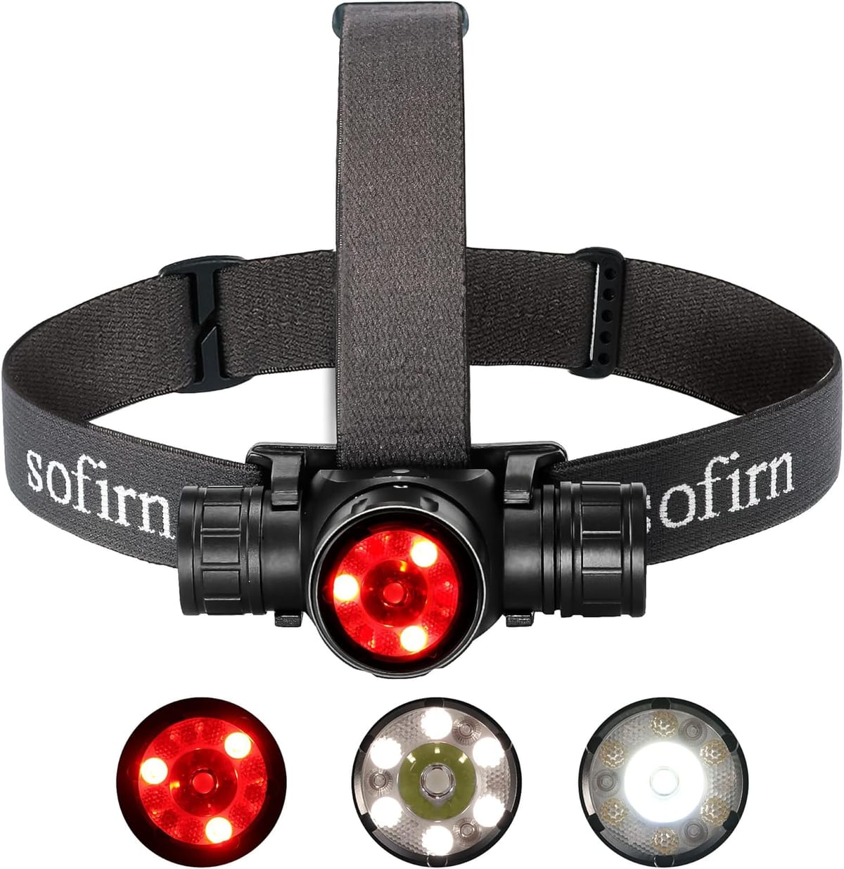 Sofirn HS21 rechargeable headlamp worn for night hiking and outdoor use