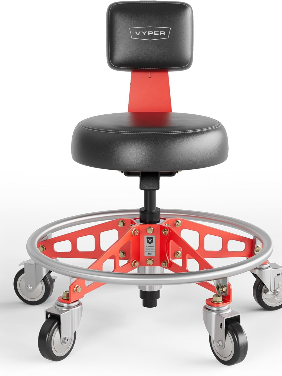 A Vyper lift chair in red with backrest.