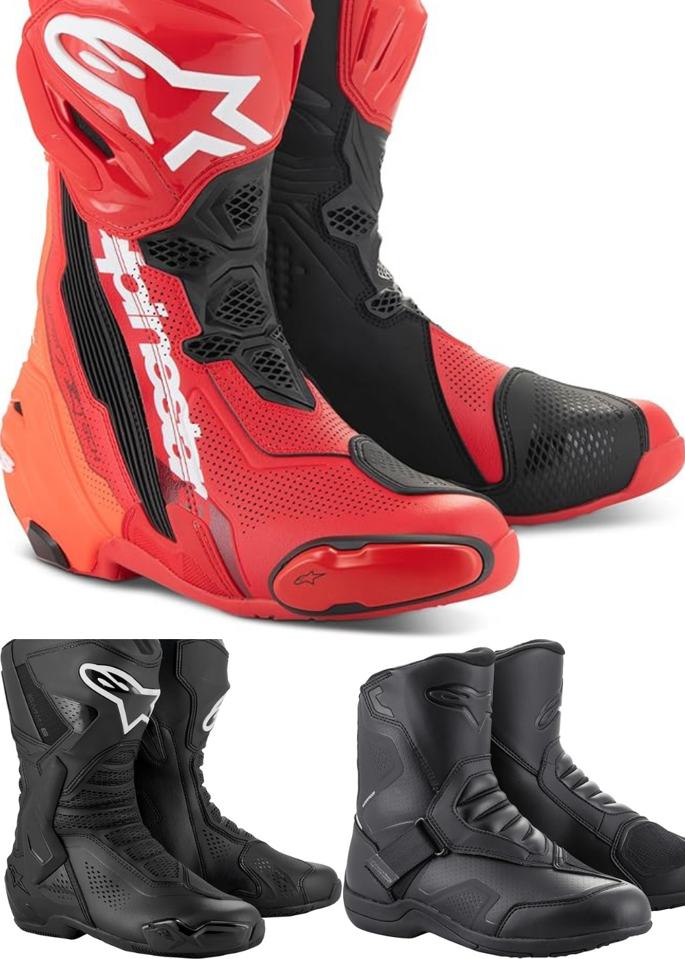 Alpinestars boots color options black red touring and racing styles